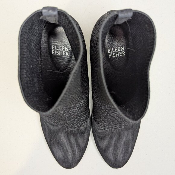 Eileen Fisher Dahlia Black Mesh Knit Sock Heeled Booties Black | 7 - Picture 7 of 8